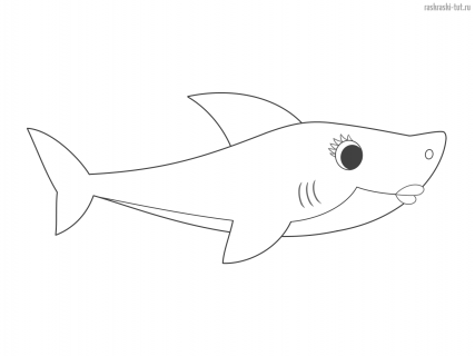 Раскраска Бэйби Шарк (Baby Shark) Мама Акула