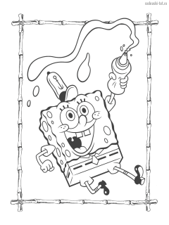 Раскраски Губка Боб Квадратные Штаны (SpongeBob SquarePants) Губка Боб готовит