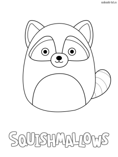 Раскраски Сквишмеллоу (Squishmallow) игрушка Rocky the Raccoon (енот)